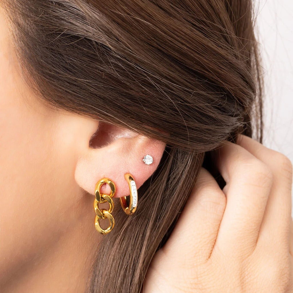 Stainless Steel Stud Earrings – Round CZ Hypoallergenic Gold PVD Durable Studs