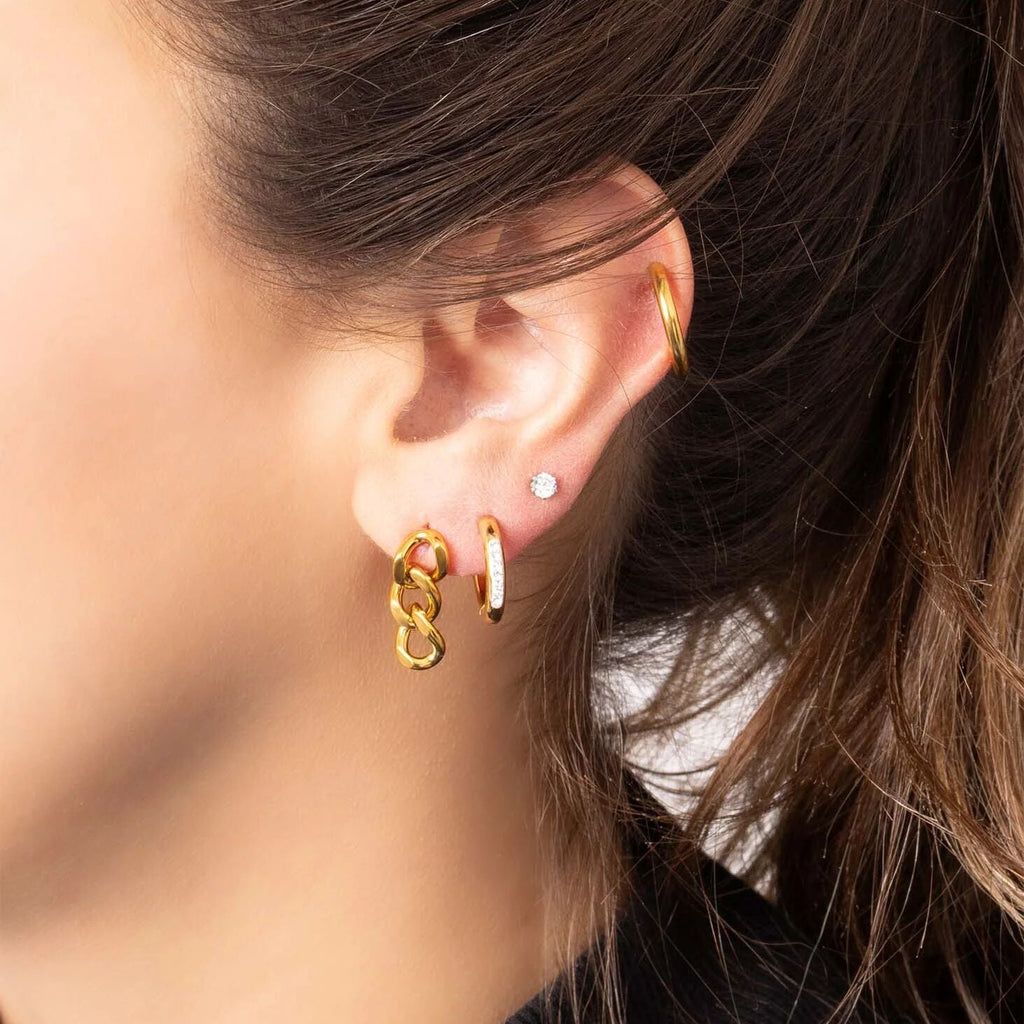 Stainless Steel Stud Earrings – Round CZ Hypoallergenic Gold PVD Durable Studs