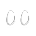 Pair of silver hoop earrings on a white background