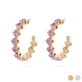 Gold Hoop Earrings – 18K Gold Jewelry Stainless Steel Hoops with Pink Stone