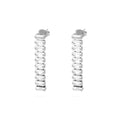 Pair of silver spiral earrings on a white background