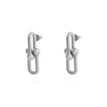 Pair of silver earrings on a white background