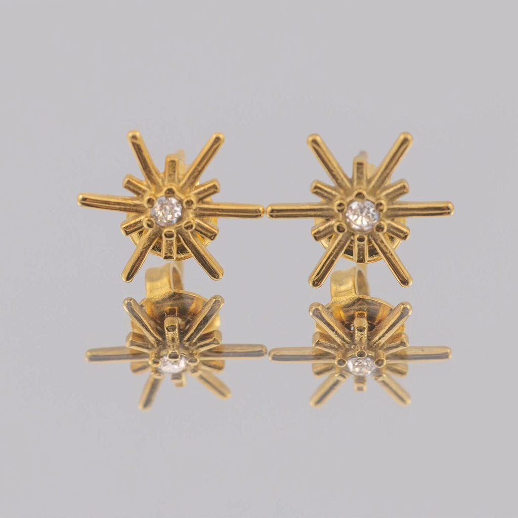Gold Firework Stone Burst Stud Earring
