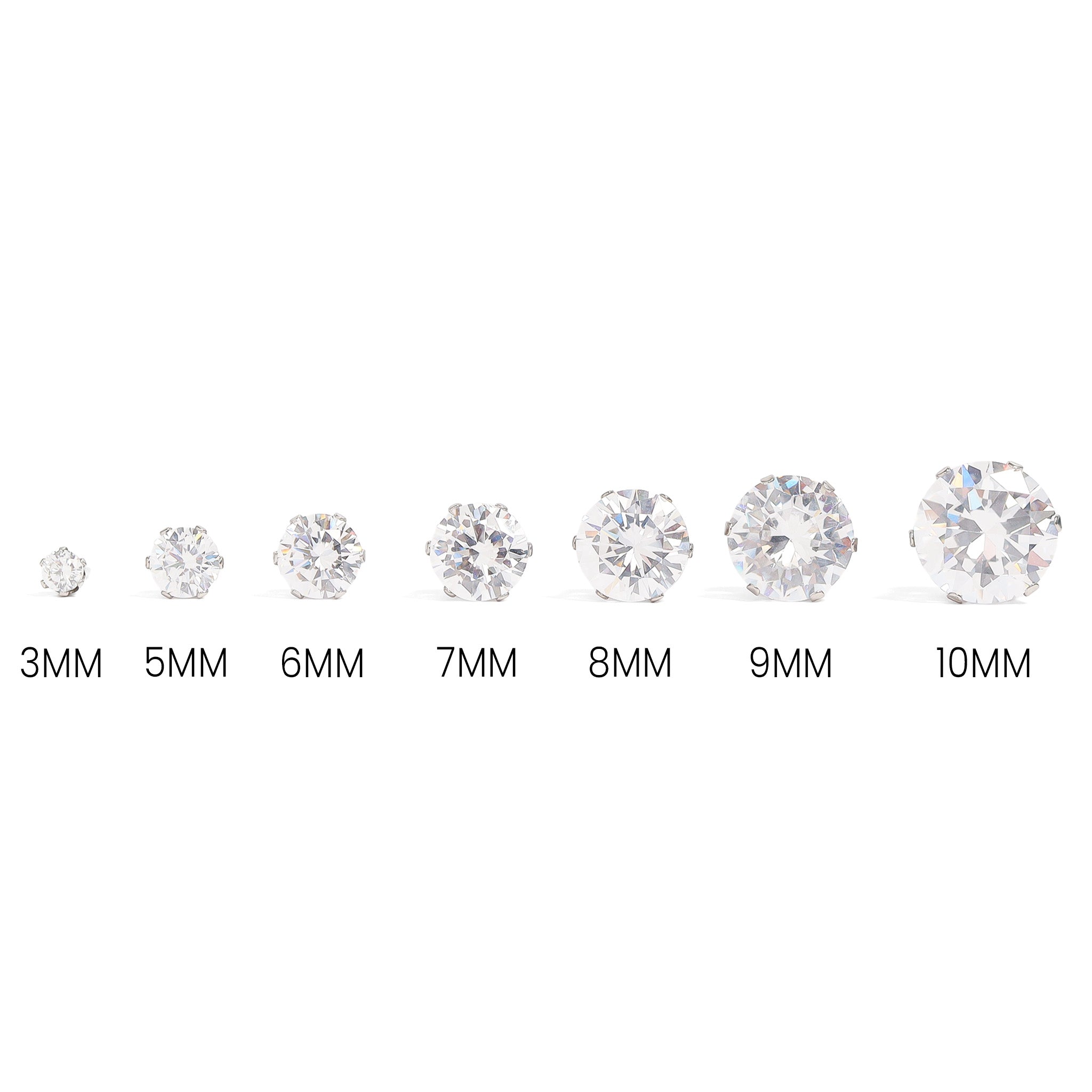 Stainless Steel Stud Earrings – Round CZ Hypoallergenic Gold PVD Durable Studs