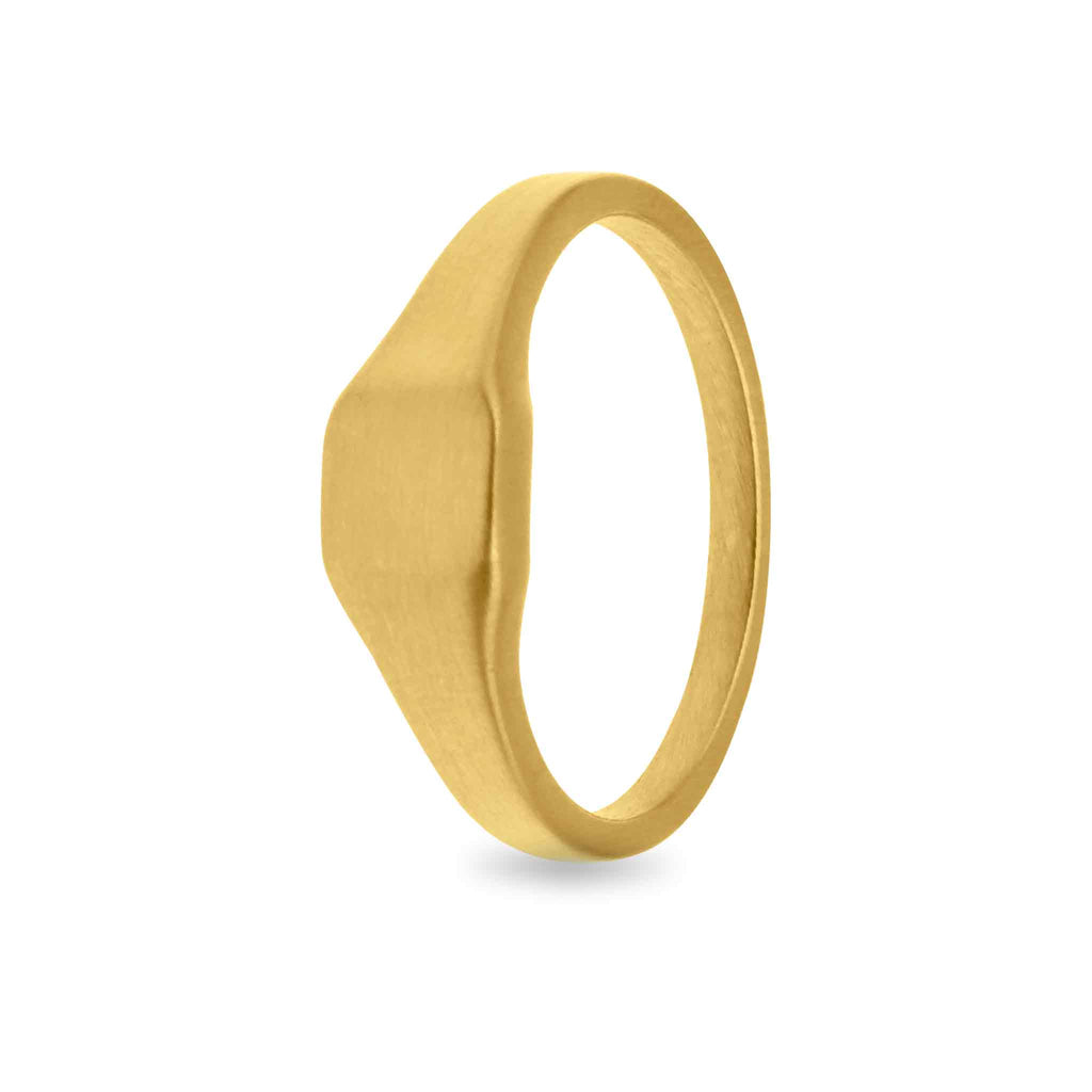 18k Gold PVD Coated Stainless Steel Blank Engravable Rectangle Signet Ring