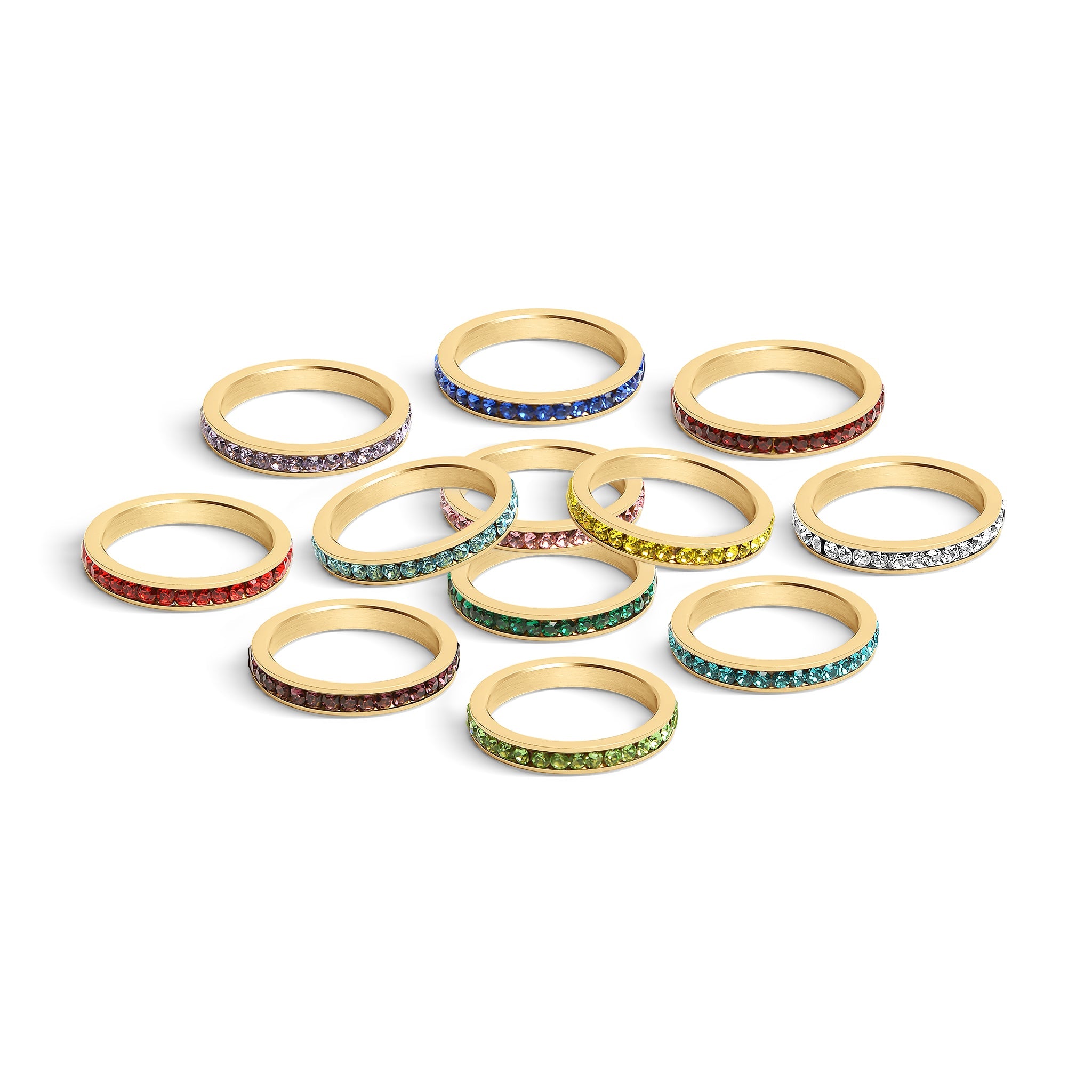 18K Gold Eternity Ring – Birthstone CZ Channel Set Stones | Hypoallergenic Jewelry