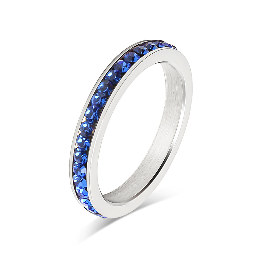 CZ Eternity Ring – Stainless Steel Birthstone Band | Hypoallergenic Durable Jewelry