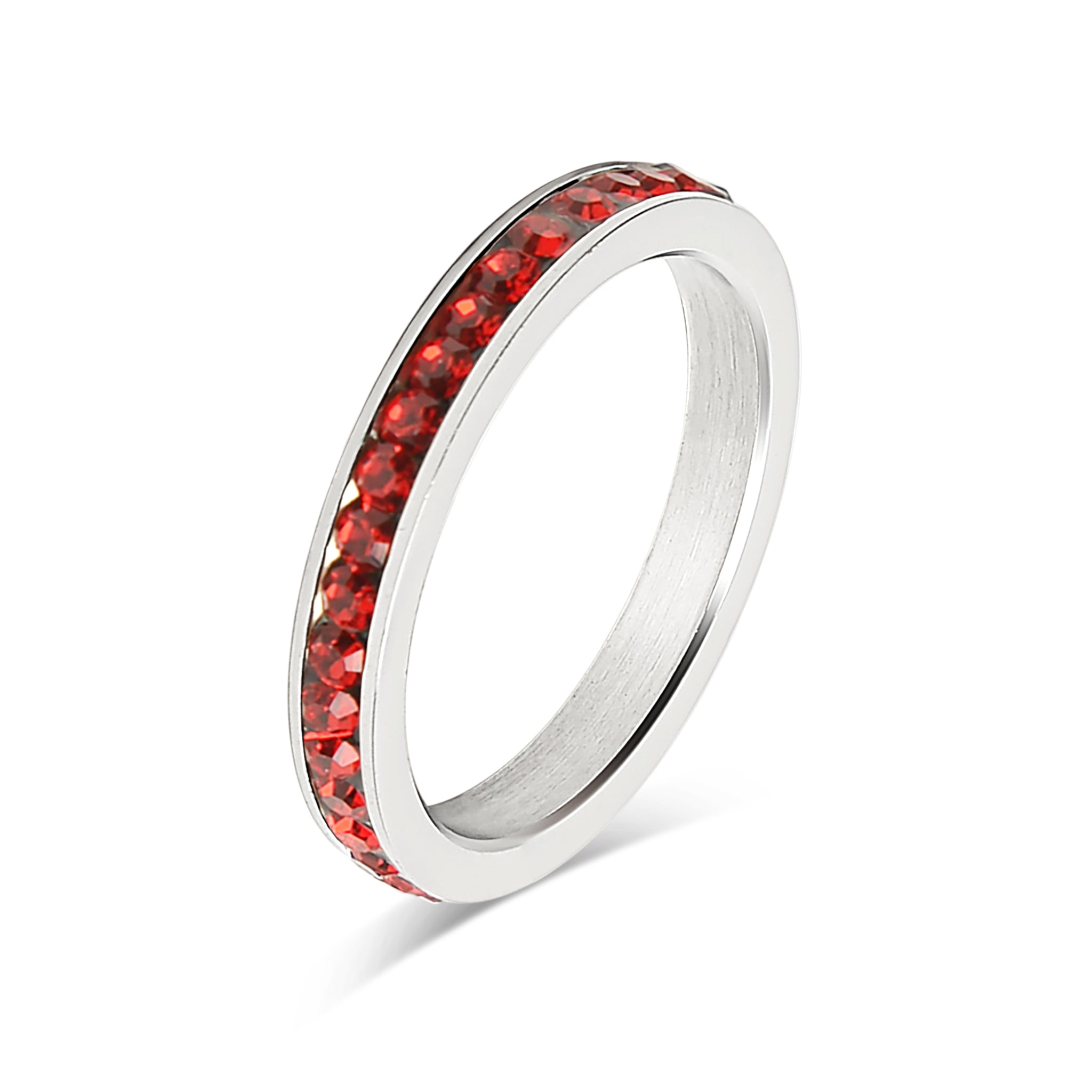CZ Eternity Ring – Stainless Steel Birthstone Band | Hypoallergenic Durable Jewelry