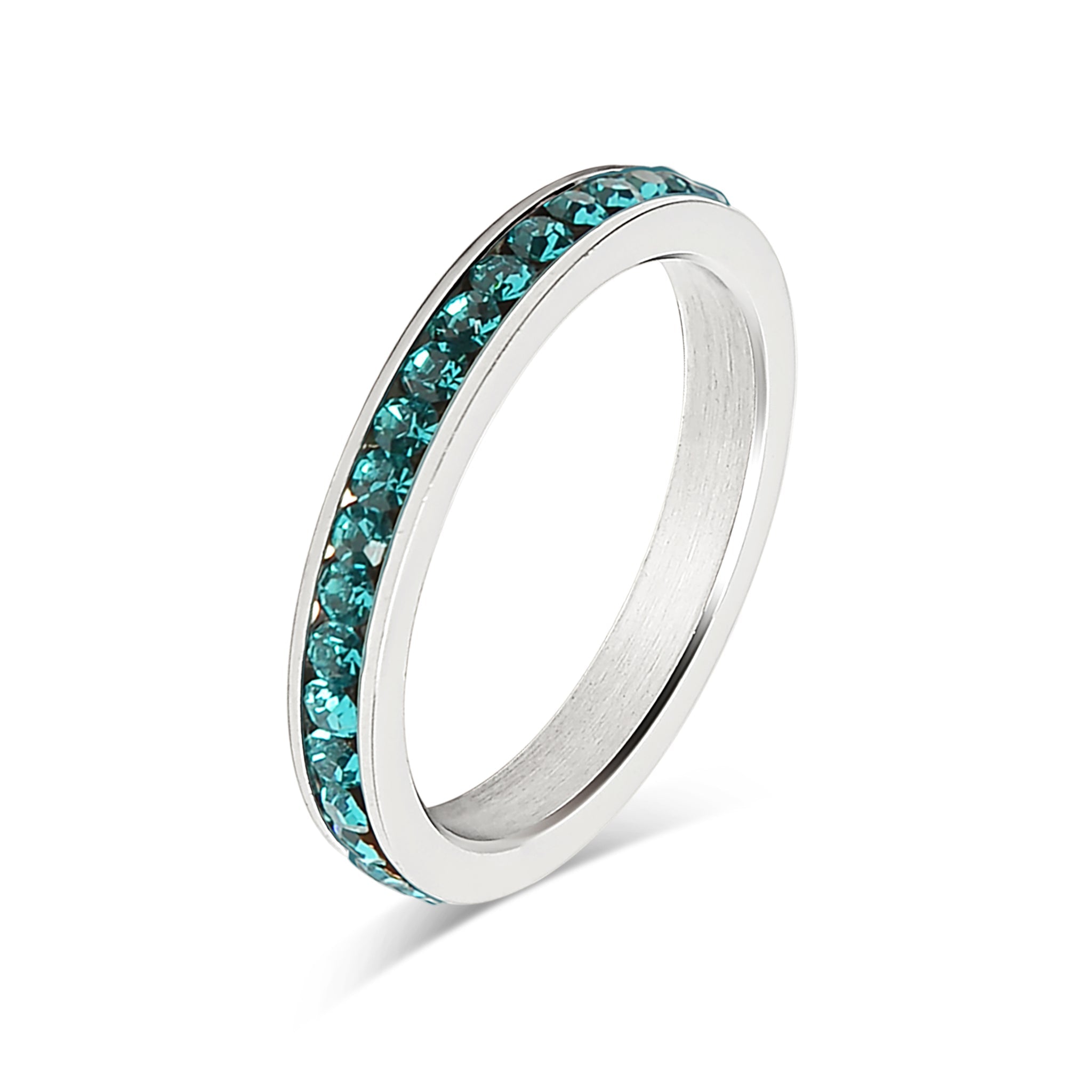 CZ Eternity Ring – Stainless Steel Birthstone Band | Hypoallergenic Durable Jewelry