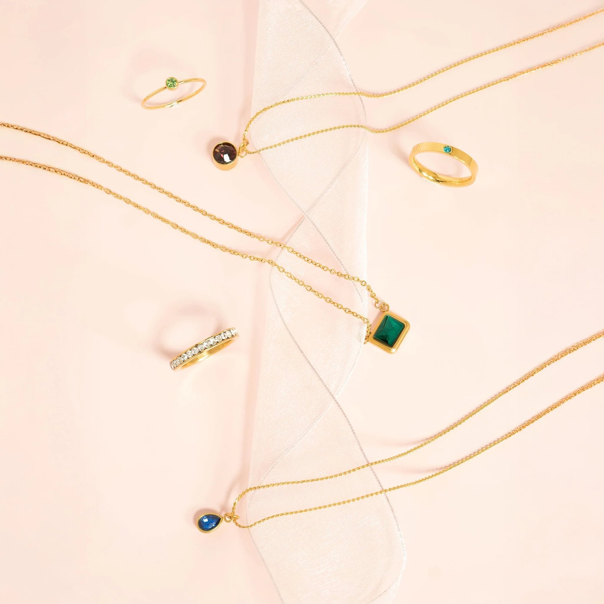 Emerald Charm Connector on a chain
