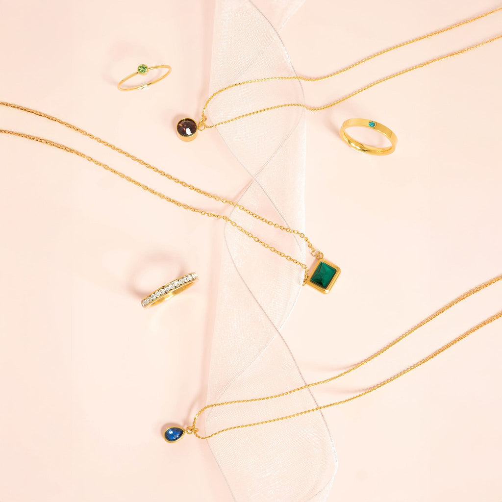 18K Gold Eternity Ring – Birthstone CZ Channel Set Stones | Hypoallergenic Jewelry