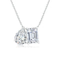 Lab-Grown Diamond Pendant – Two-Stone Pendant with Emerald Cut & Pear Shaped Diamonds in 14K White Gold
