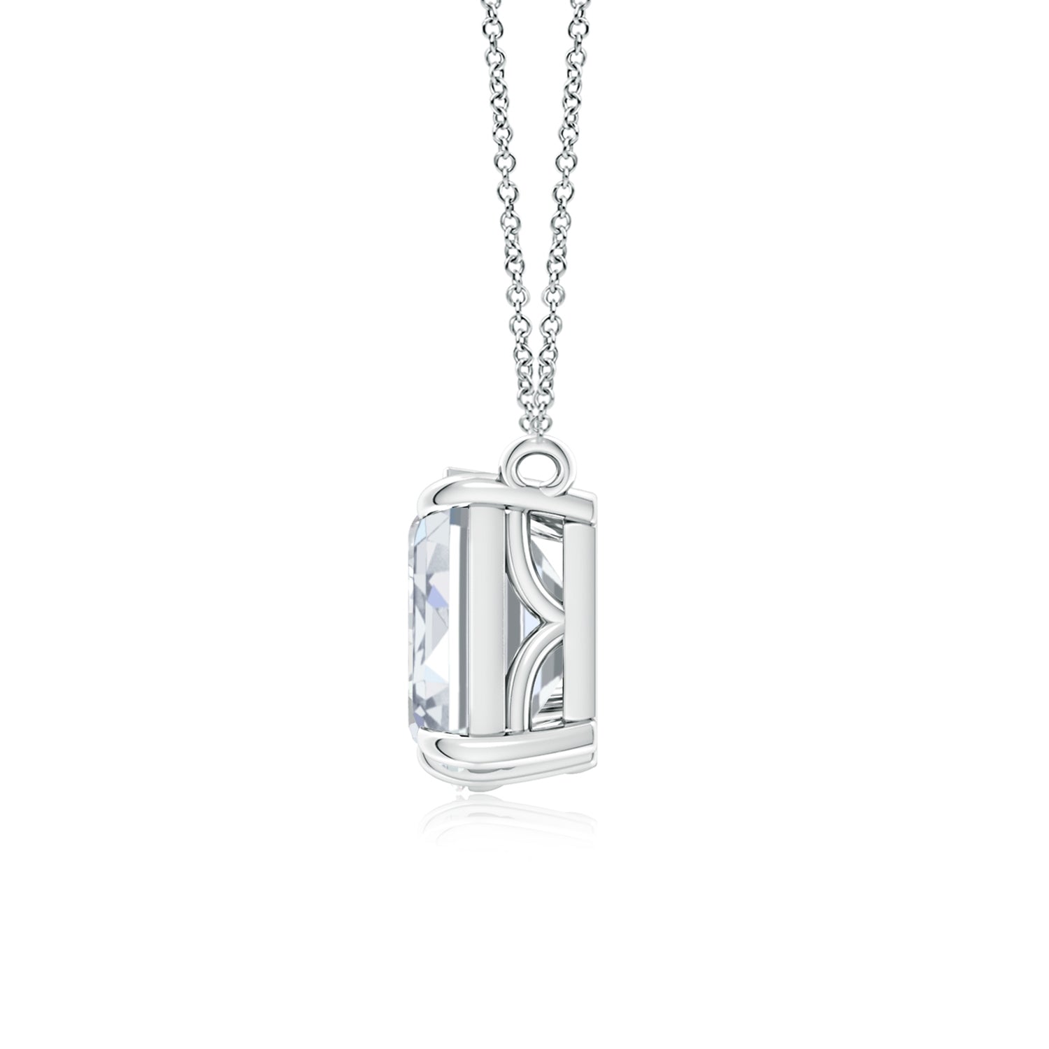 Lab-Grown Diamond Pendant – Two-Stone Pendant with Emerald Cut & Pear Shaped Diamonds in 14K White Gold