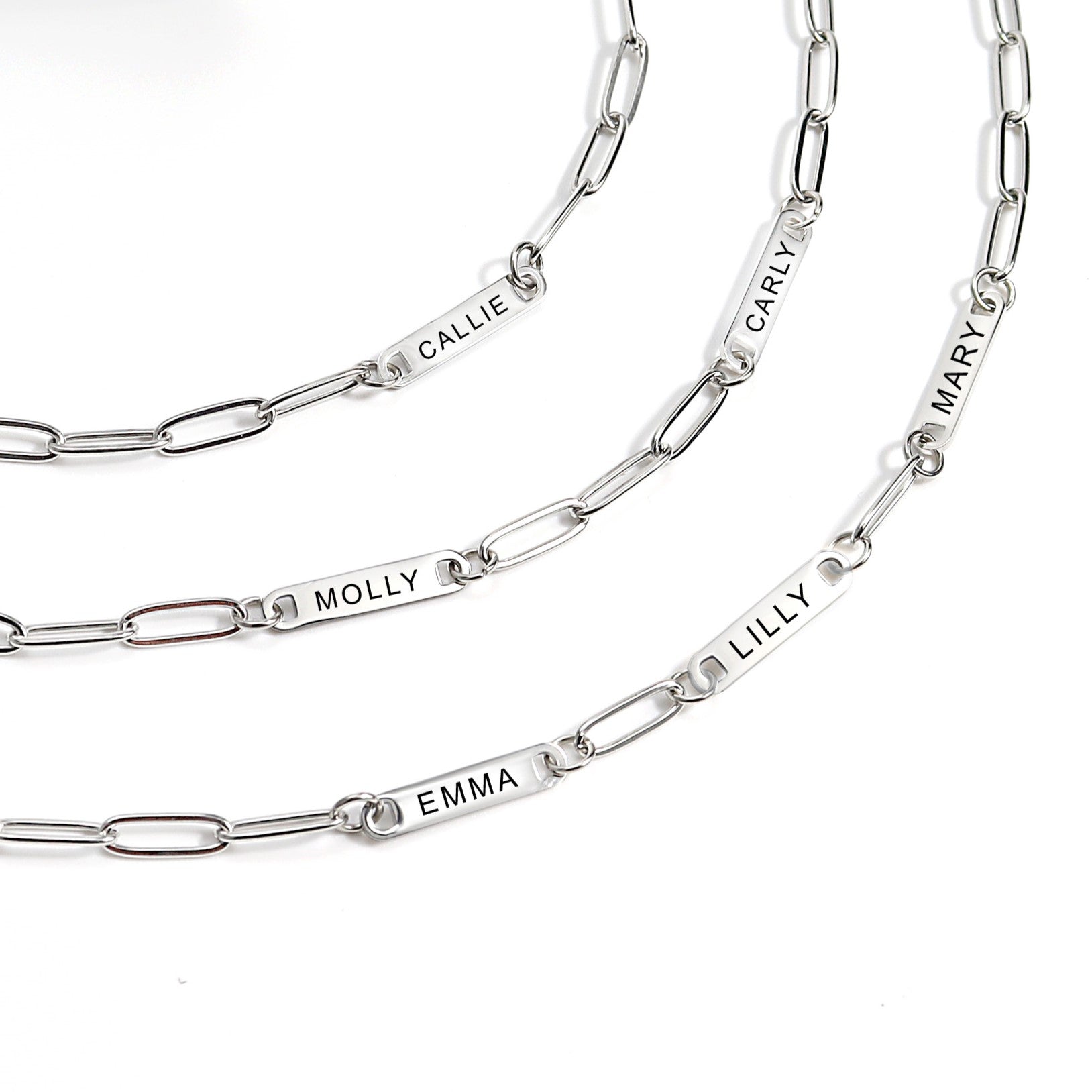 18K Gold PVD Stainless Steel Engravable Paperclip 2 Bar Necklace / SBB0312