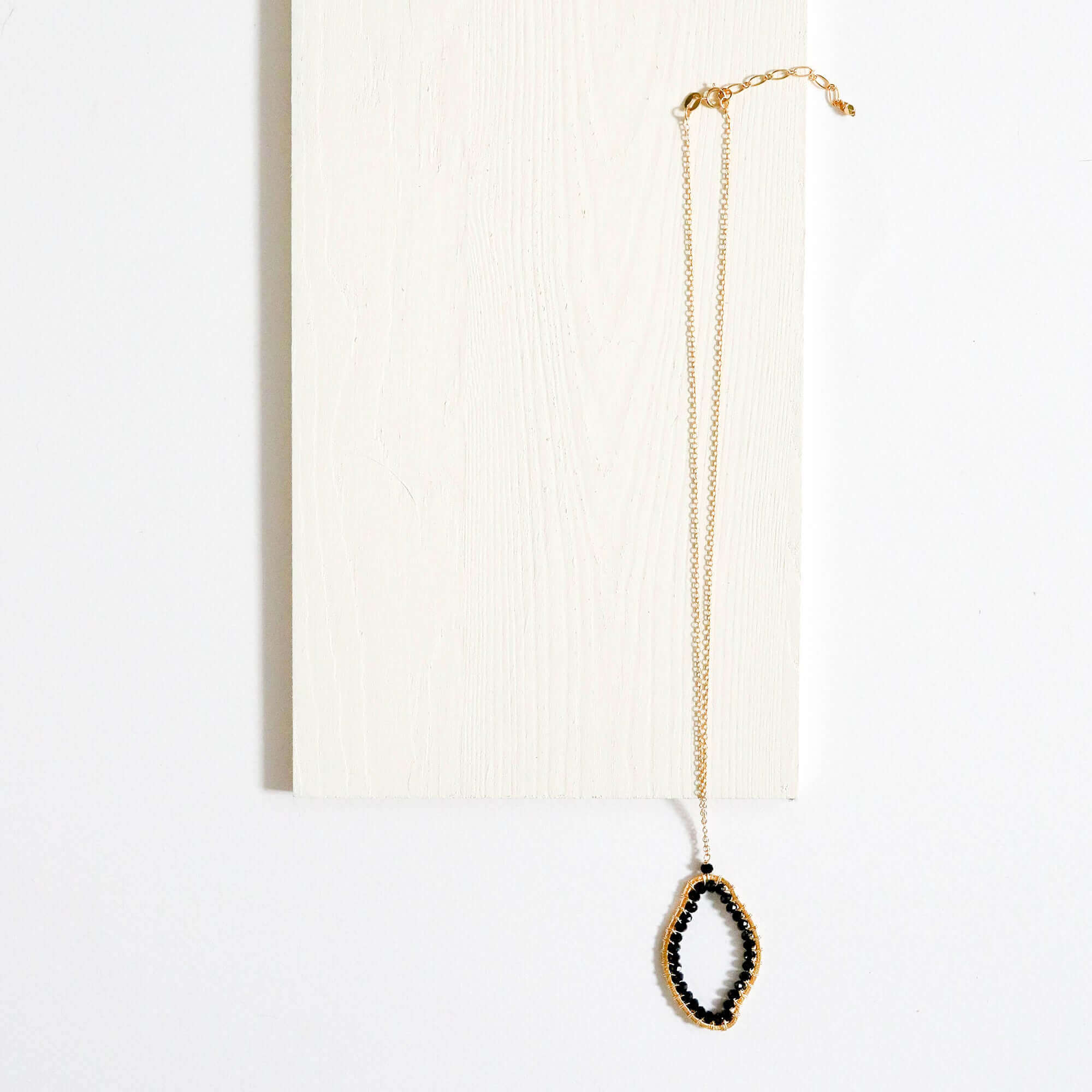 Black Spinel Freestyle Pendant Necklace