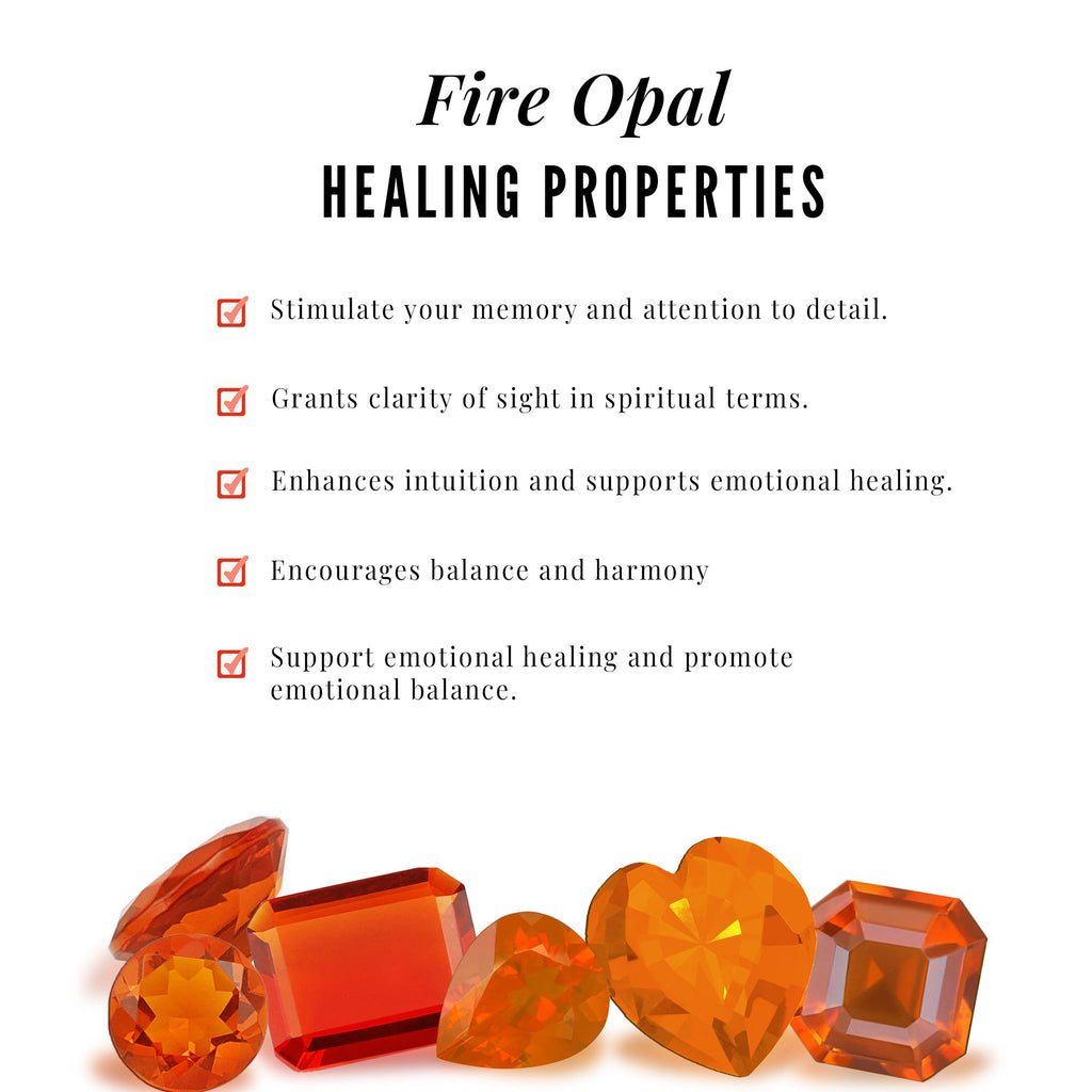 1 Carat Fire Opal Emerald Cut Engagement Ring with Diamond