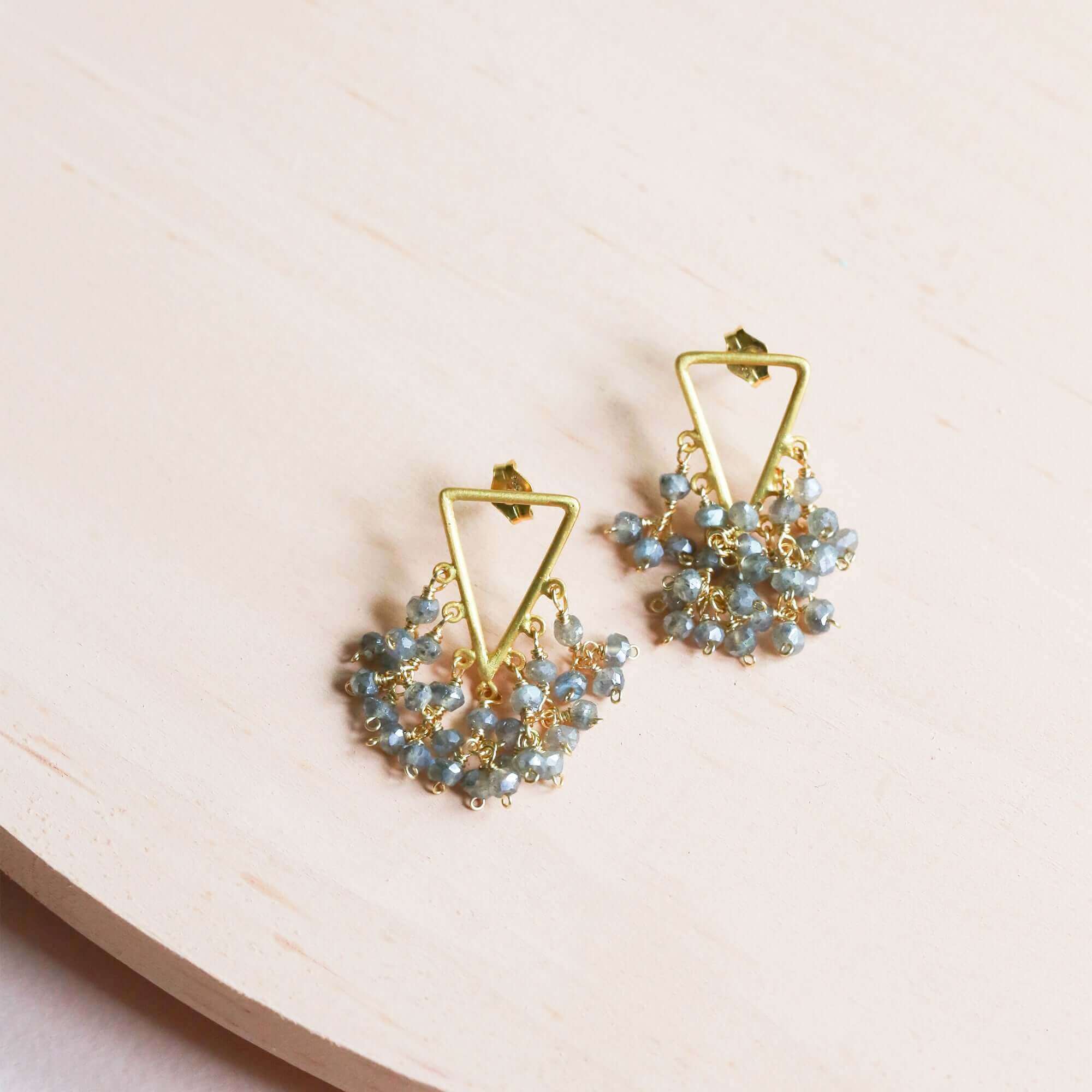 Rainbow Fringe Earrings – Handmade Gemstone Jewelry | 14k Gold Plated Jewelry