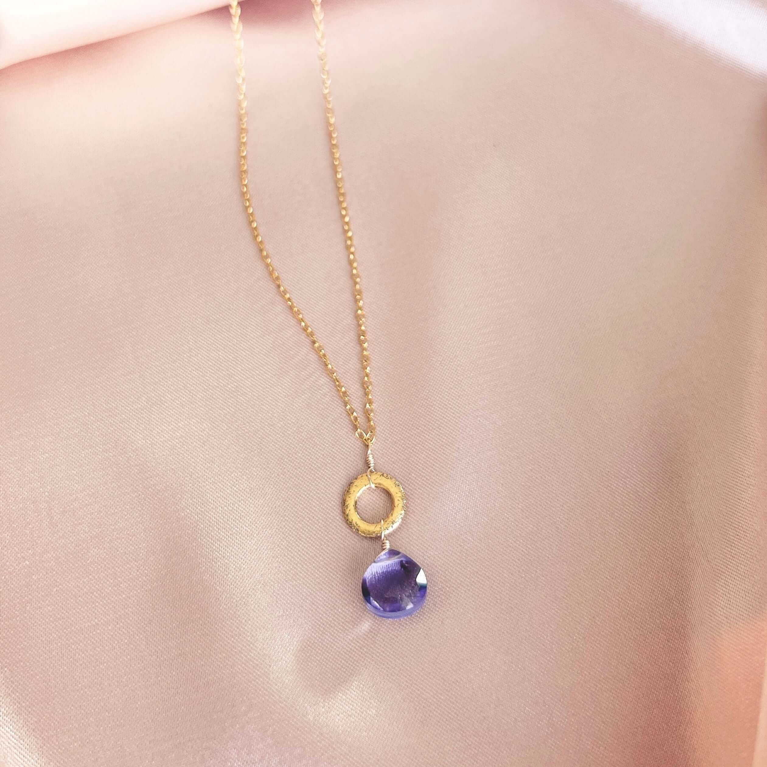 Aquamarine Quartz Necklace – Mini Layering Necklace With 14K Gold Plated Silver