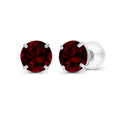 Red Garnet Stud Earrings – 14K White Gold Four Prong Setting | Handcrafted Gift