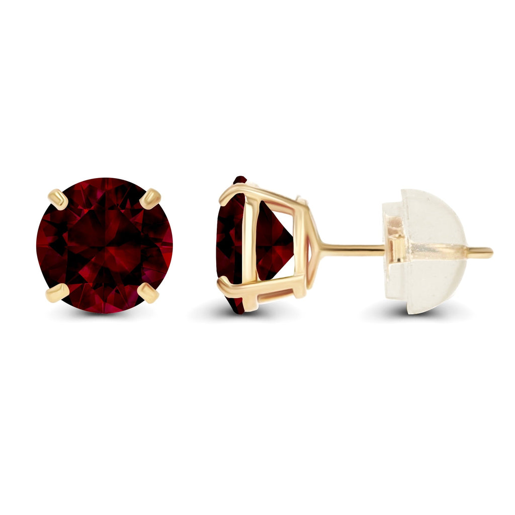 Red Garnet Stud Earrings – 2.00 CTW Natural Garnet, 14K Yellow Gold Jewelry