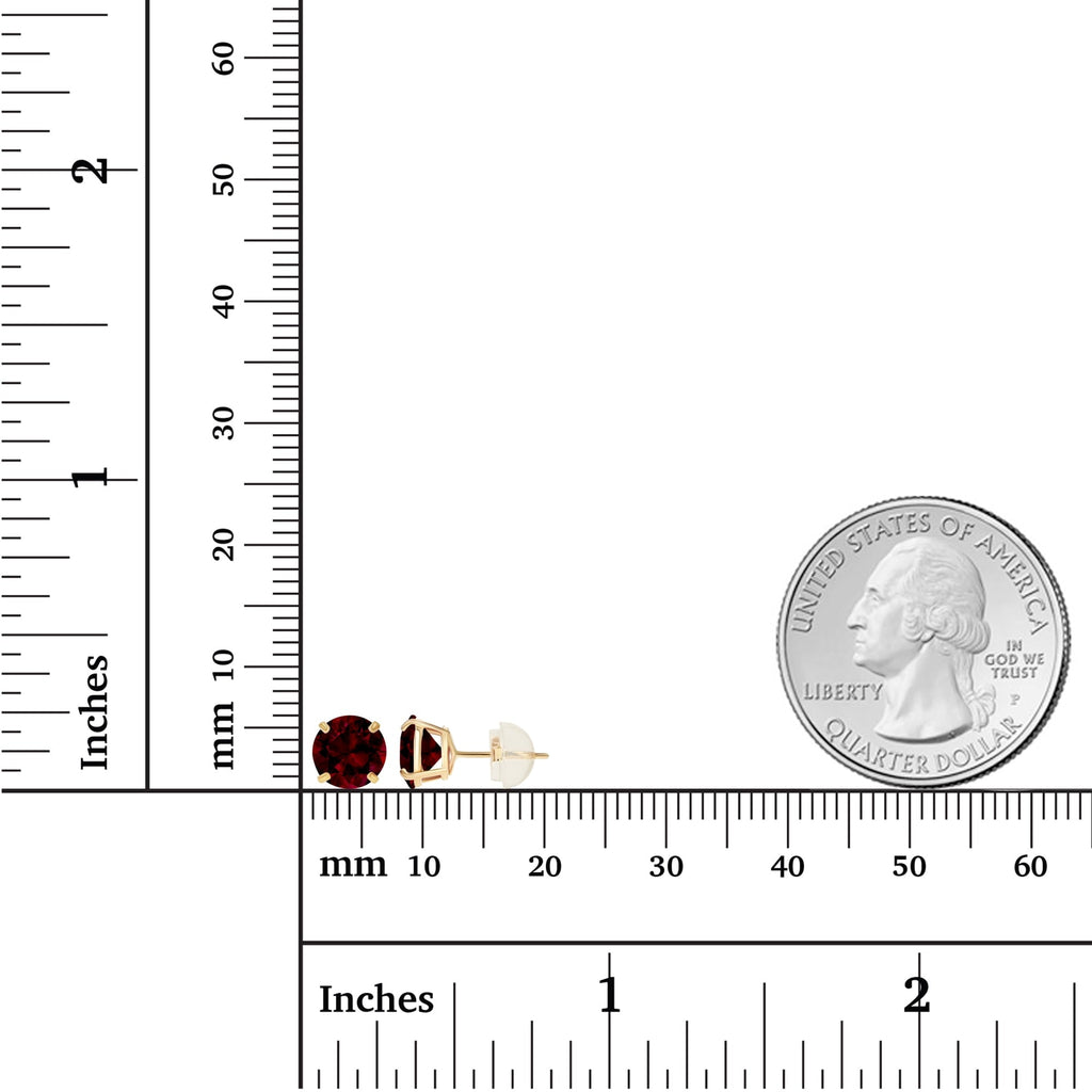 Red Garnet Stud Earrings – 2.00 CTW Natural Garnet, 14K Yellow Gold Jewelry