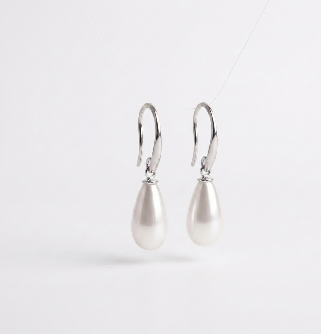 Mother Of Pearl Earrings, 925 Sterling Silver Drop Earrings