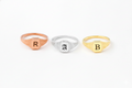 Personalized Hexagon Ring, Sterling Silver Initial Signet Ring