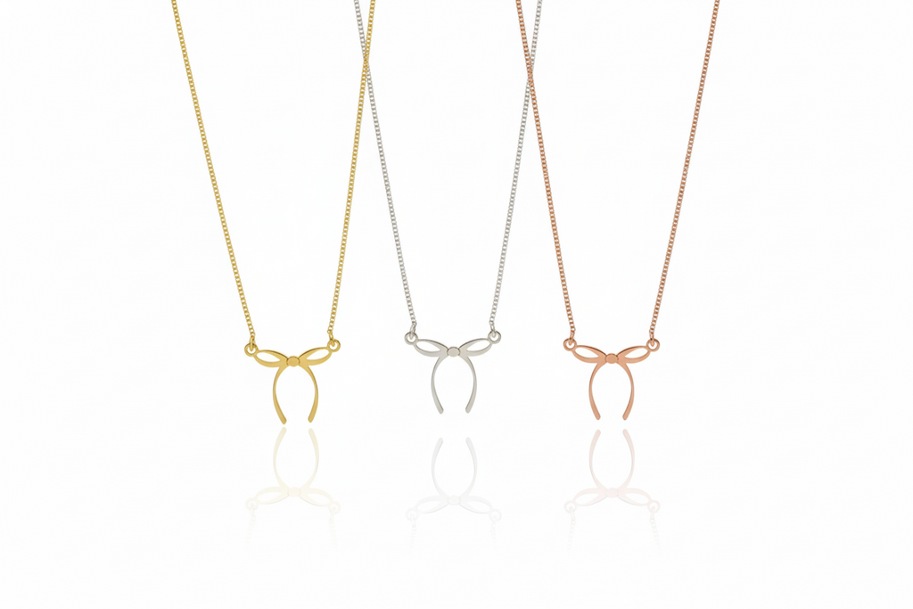Dainty Bow Necklace, 14K Gold Vermeil Ribbon Pendant For Her