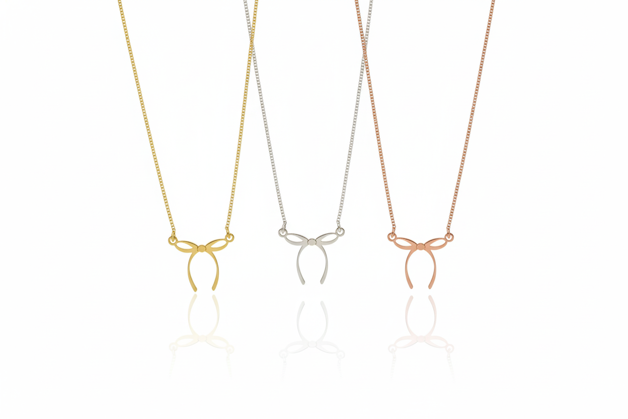 Dainty Bow Necklace, 14K Gold Vermeil Ribbon Pendant For Her