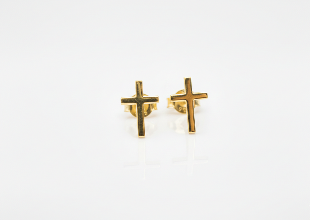 Sterling Silver Cross Earrings, 925 Sterling Silver Stud Earrings