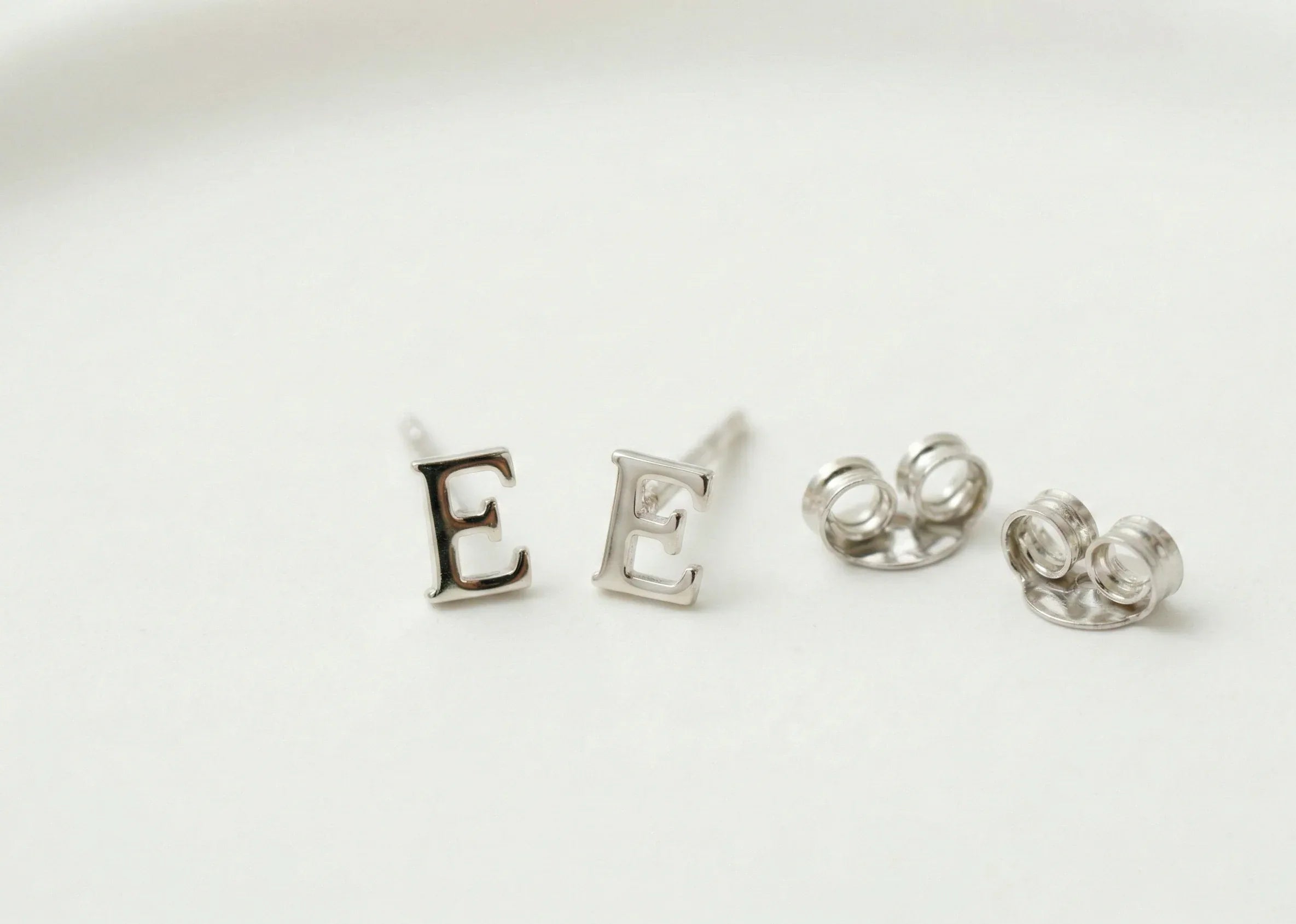 Personalized Initial Stud Earrings, Sterling Silver And Gold Tiny