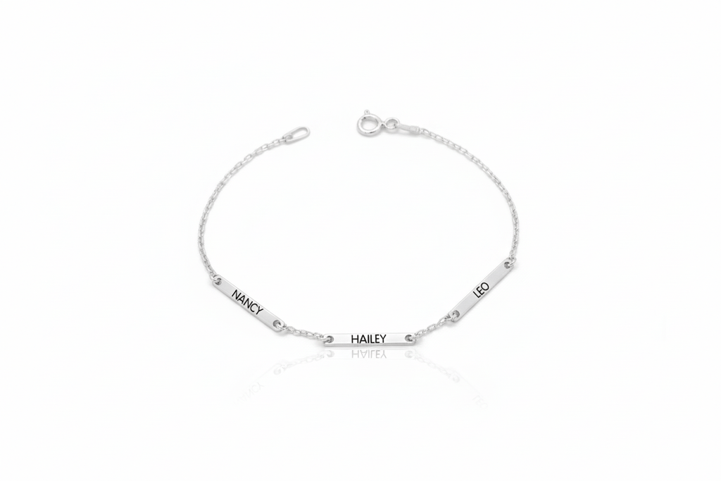 Personalized Bar Bracelet, Sterling Silver Engraved Name For Her