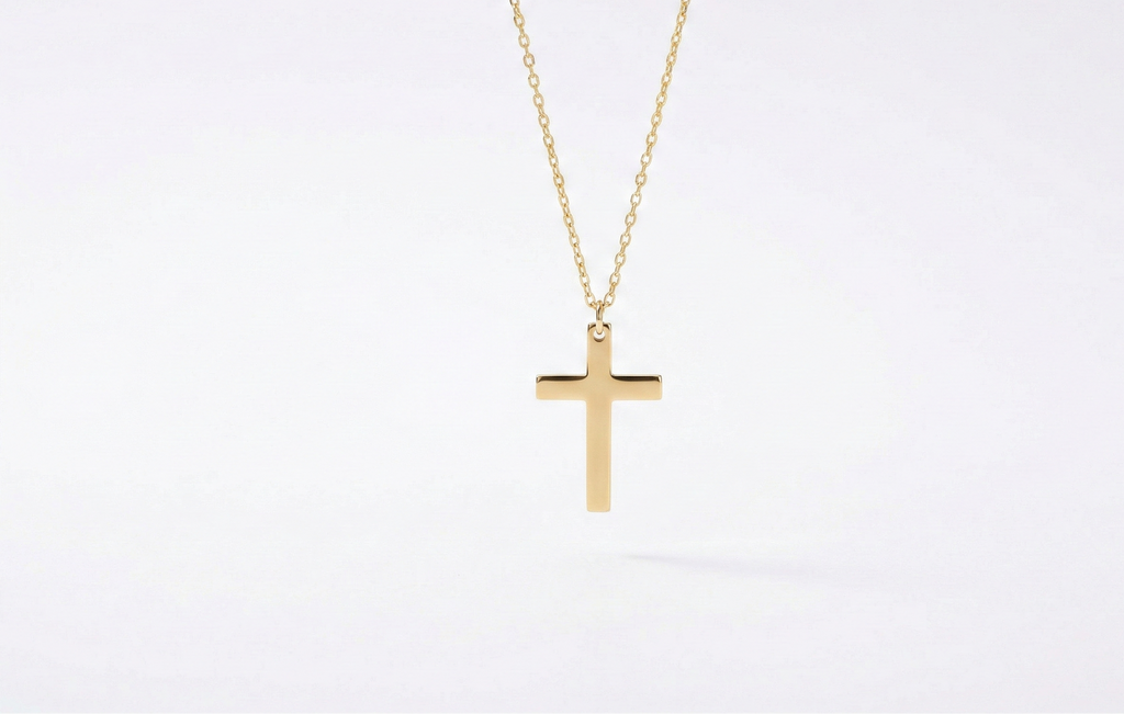 Gold Cross Necklace, 14K Gold Vermeil Over Sterling Silver