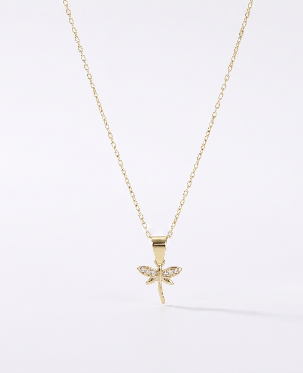 Dragonfly Necklace, 925 Sterling Silver Dainty CZ Pendant Charm