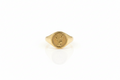 Birth Flower Signet Ring, 14K Gold Vermeil Floral Engraved Ring