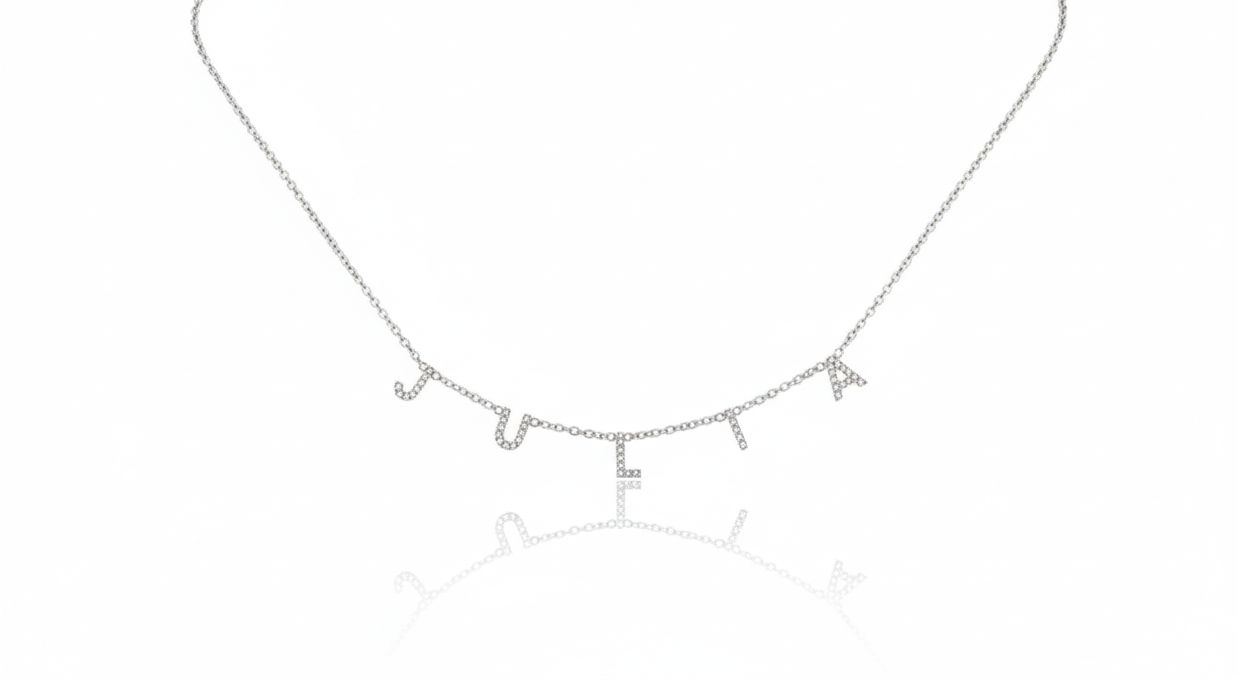 Pave Initial Necklace, CZ Letter Necklace Sterling Silver