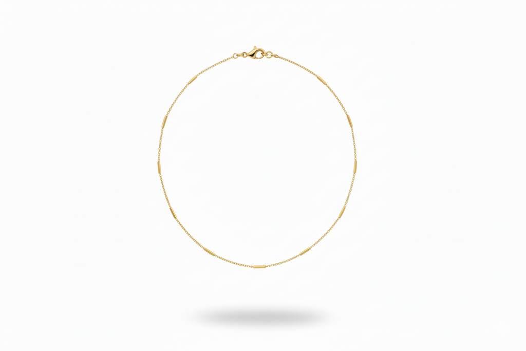 Sterling Silver Satellite Choker Necklace, Dainty Bar Chain