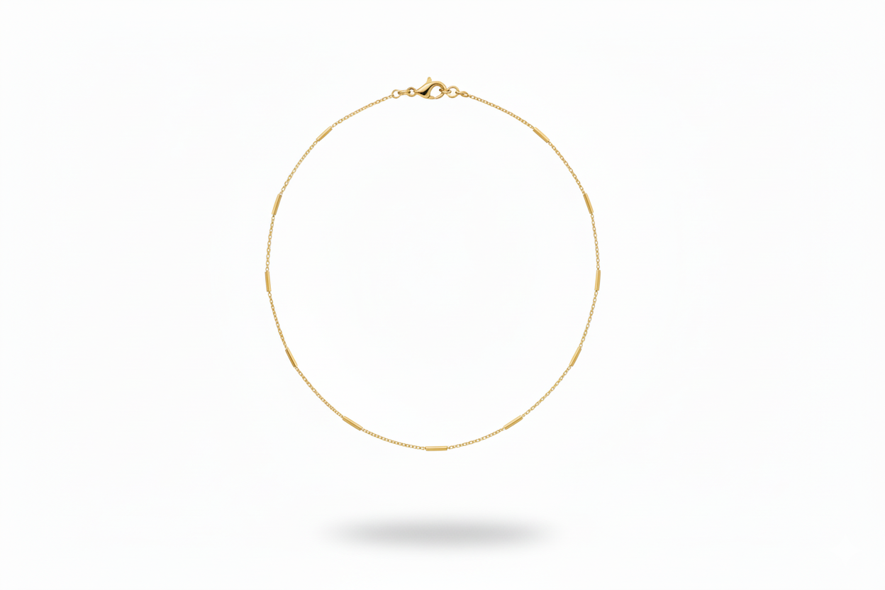 Sterling Silver Satellite Choker Necklace, Dainty Bar Chain