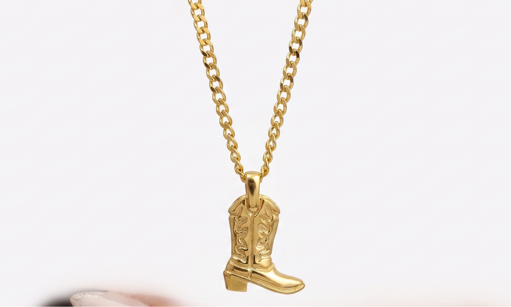 Cowboy boot necklace, 925 Sterling Silver Cowgirl Boot Pendant