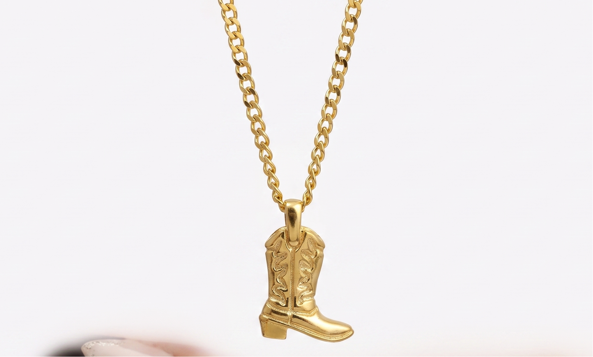 Cowboy boot necklace, 925 Sterling Silver Cowgirl Boot Pendant