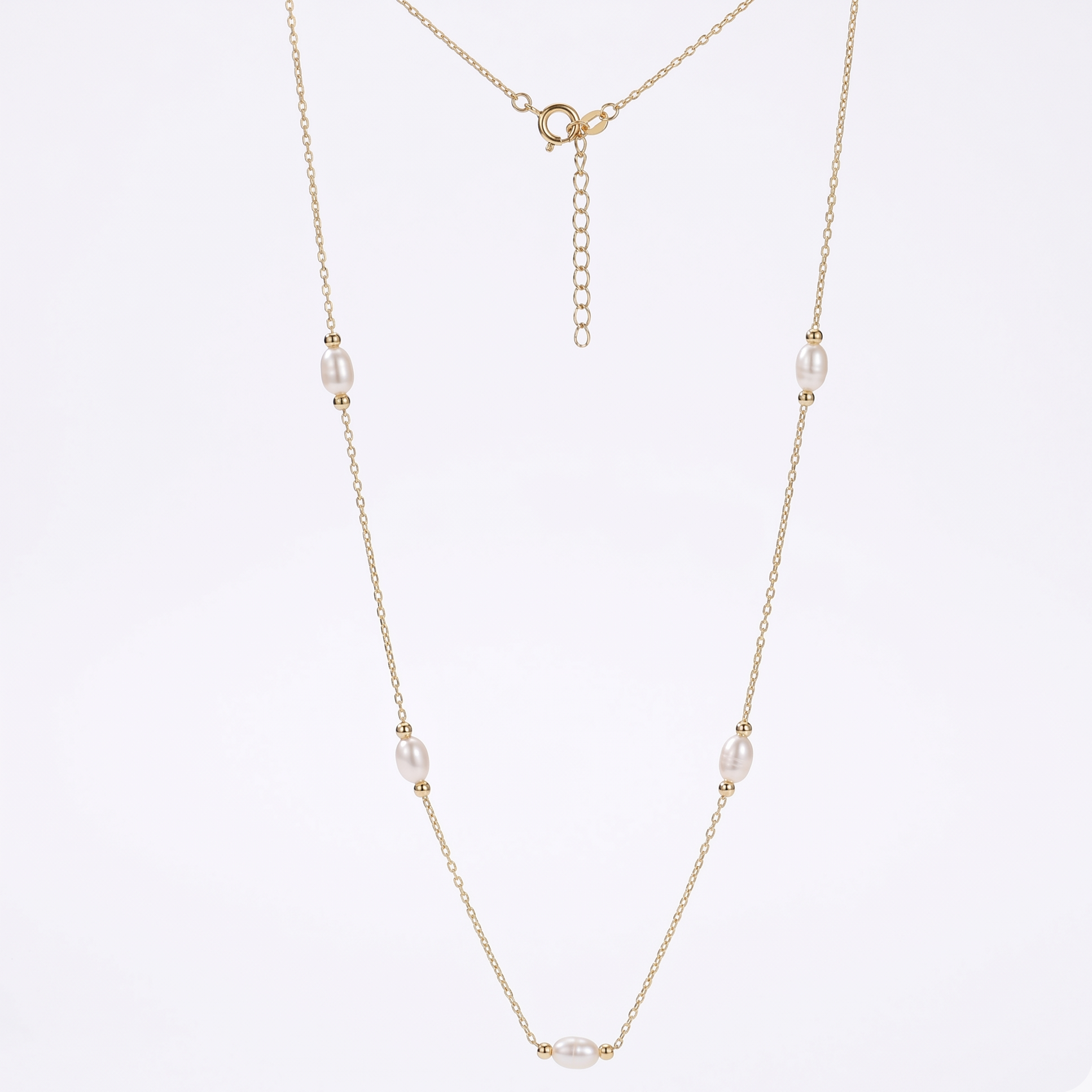 Gold Pearl Choker Necklace, Sterling Silver Vintage Style