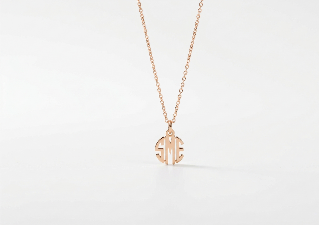 Personalized Monogram Necklace, Sterling Silver Dainty Necklace