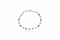 Rainbow Baguette Bracelet, 925 Sterling Silver Multi-Station
