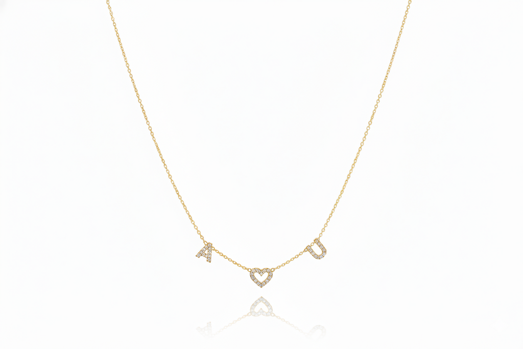 Pave Initial Necklace, CZ Letter Necklace Sterling Silver