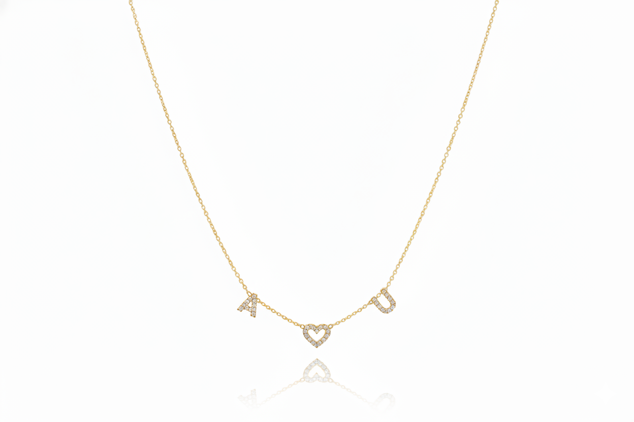 Pave Initial Necklace, CZ Letter Necklace Sterling Silver