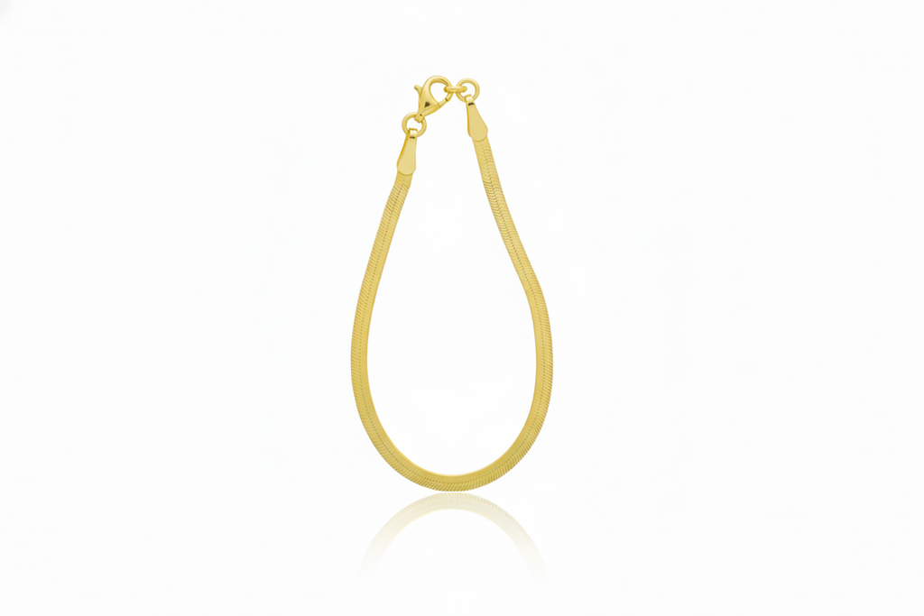 Gold Herringbone Bracelet, Handmade Italian 925 Sterling Silver