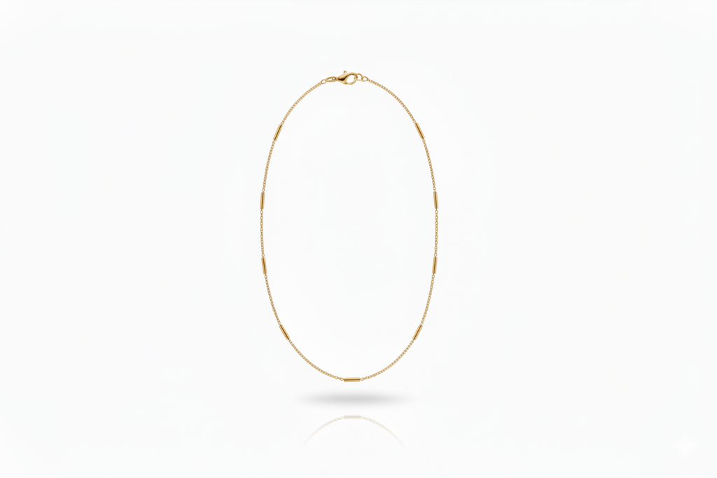 Sterling Silver Satellite Choker Necklace, Dainty Bar Chain