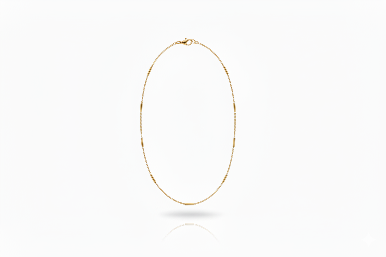 Sterling Silver Satellite Choker Necklace, Dainty Bar Chain
