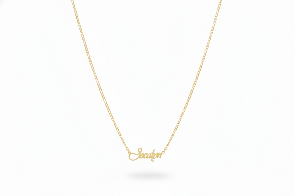 Figaro Chain Name Necklace, 925 Sterling Silver Personalized Gift