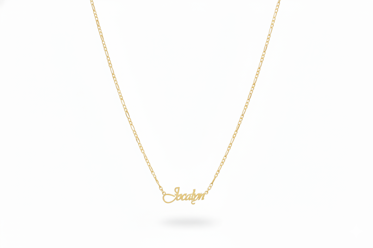 Figaro Chain Name Necklace, 925 Sterling Silver Personalized Gift